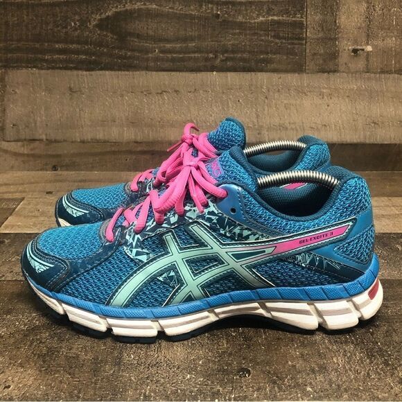 ASICS Women’s Size 6.5 T5B9N Round toe Lace up Blue Running Shoes - Picture 1 of 6
